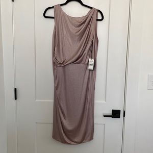 Adrianna Papell Draped Short Dress Rose Gold Quartz